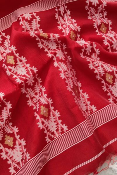 Red Jamdani Half Silk Sharee