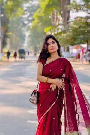 Berry Dotari Silk Sharee