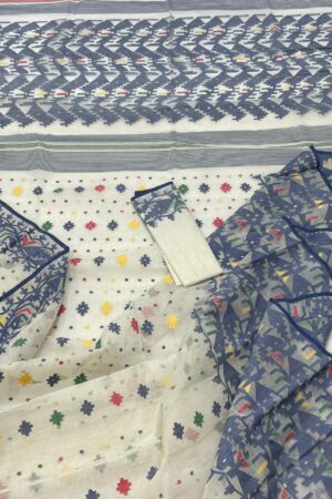 80/80 Cotton Jamdani Multicolor Buti Saree