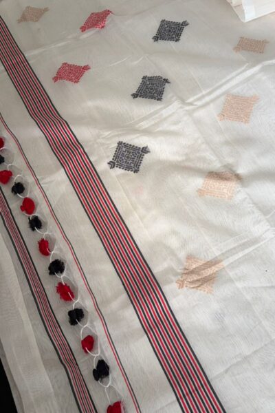 White Dotari Silk Sharee