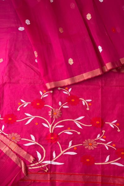 Hot Magenta Tantuj Motif Sharee