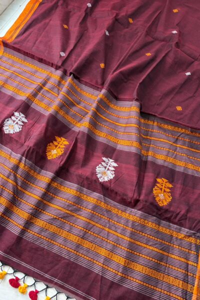 Maroon Cotton Sharee
