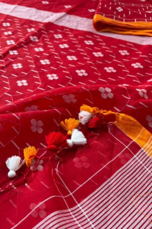 Red Jamdani Cotton Sharee