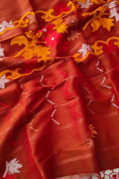 Tangail Manipuri Motif Sharee (Orange)