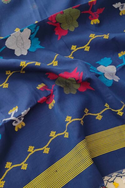 Tangail Manipuri Motif Sharee (Blue)