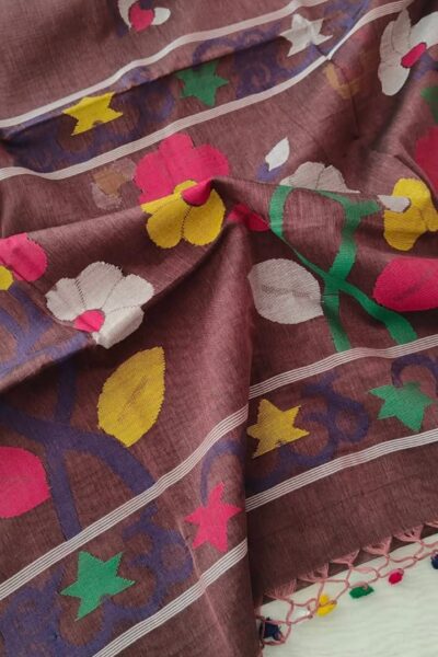 Tangail Manipuri Motif Sharee (Coffee)