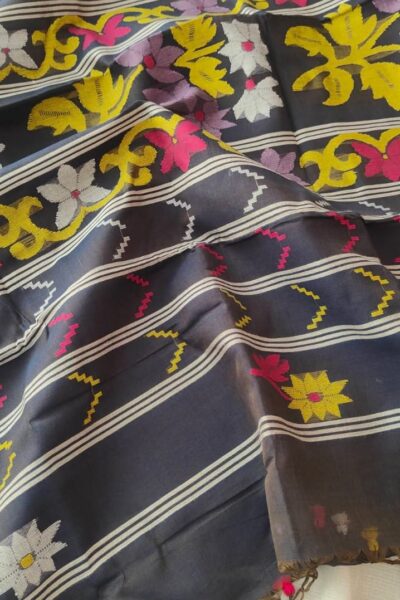 Tangail Manipuri Motif Sharee (Ash)