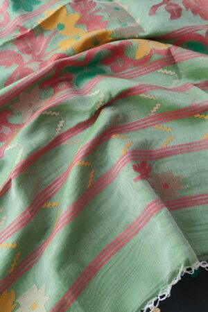 Tangail Manipuri Motif Sharee (Mint Green)
