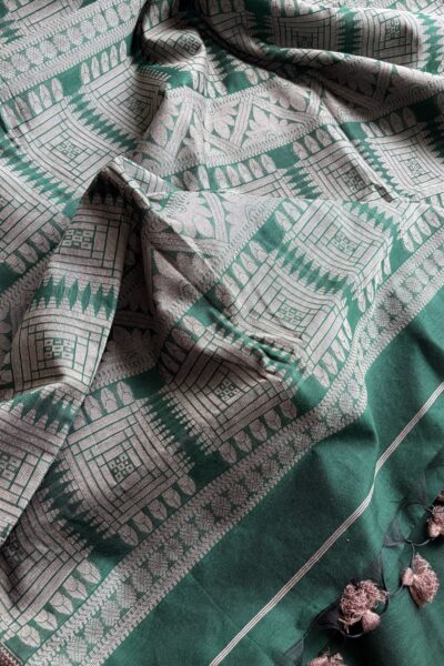 Bottle green baluchari sharee